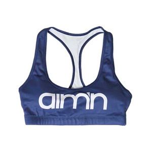 Aimn Navy Logo Sports Bra Size S. NWOT